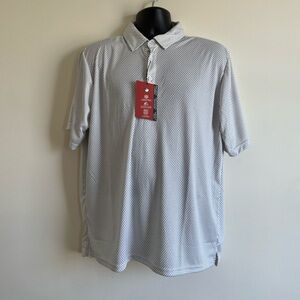 Canada Weather WearnPolo Shirt Black & White Polka Dot Moisture Wicking Sz L NWT